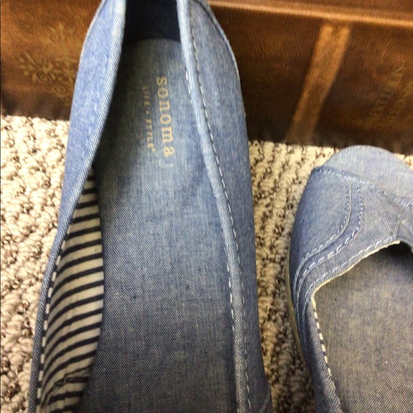 Wedge Denim Peep Toe Heel - Picture 2 of 5